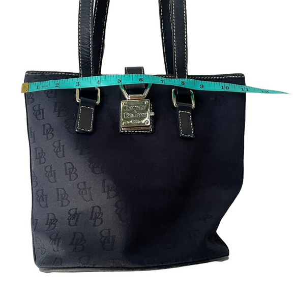 Dooney & Bourke North/South Black-On-Black Signature Canvas Bucket Handbag - Picture 9 of 16